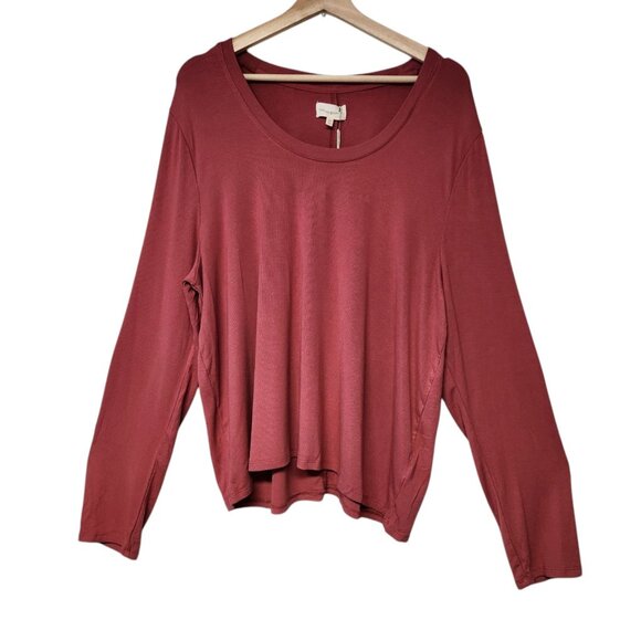 Thread & Supply 2X Lauren Top Cranberry Dusty Rose Long Sleeve Stretch NWT - Picture 2 of 6
